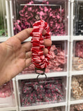 Pink and red checkerboard Scrunchie Keyring