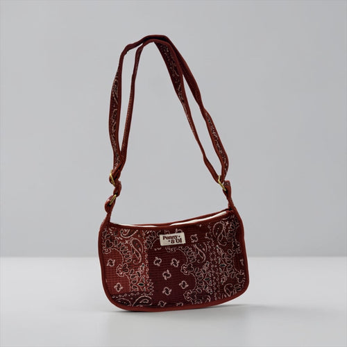 Burgundy Paisley Bandana Mini SHOULDER bag, cross body bag