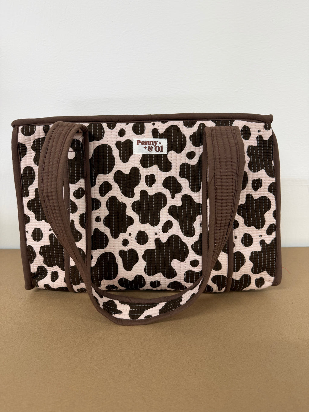 Cow print Medium Cotton, handmade tote bag