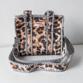 Leopard Print Mini Tote, Handmade Cotton Tote Bag