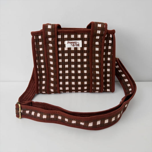 Chocolate Gingham MINI Tote Bag - Penny & Ol