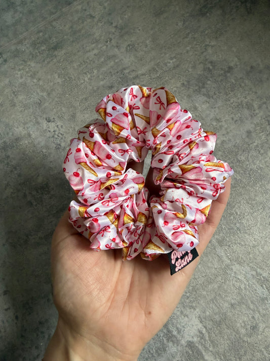 Cherry Bow Ice Cream MIDI Satin Hair Scrunchie