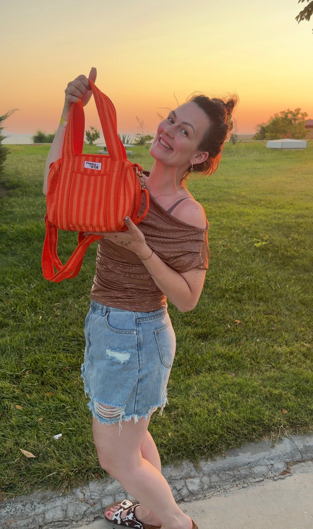Sunset Stripes MINI DUFFLE Tote Bags - Penny & Ol
