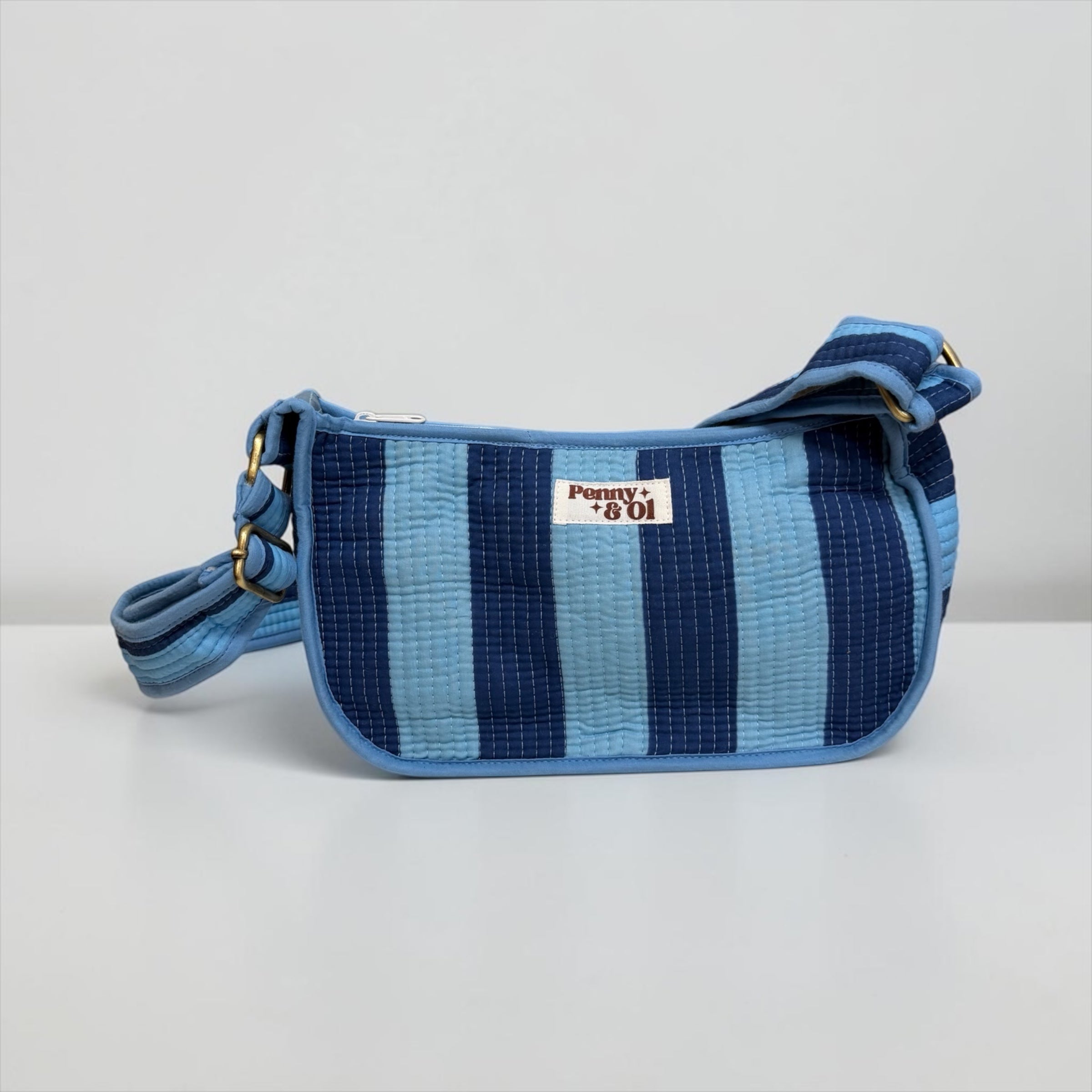 Blue stripes Mini SHOULDER bag, cross body bag.