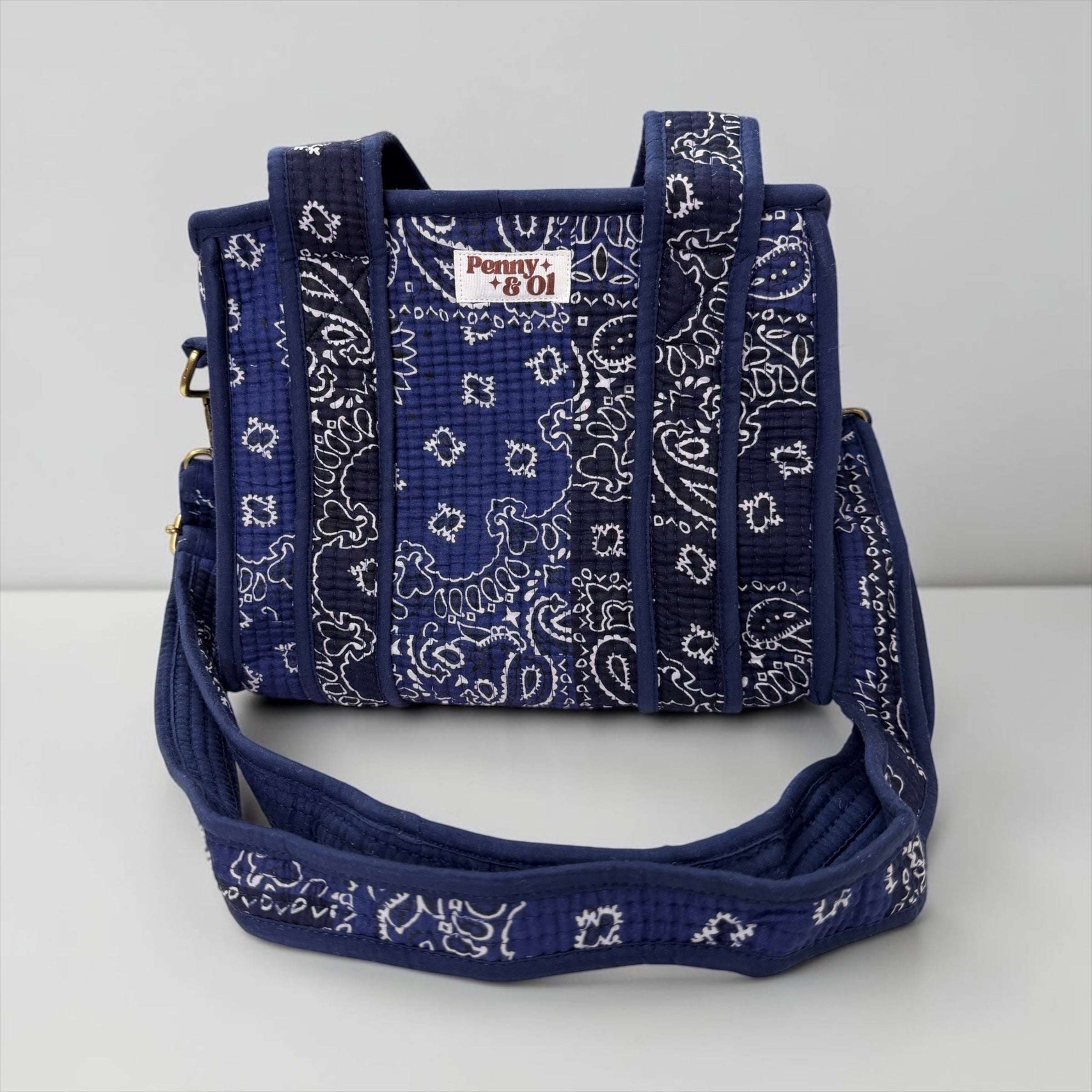 Navy Paisley Bandana MINI Tote Bag - Penny & Ol