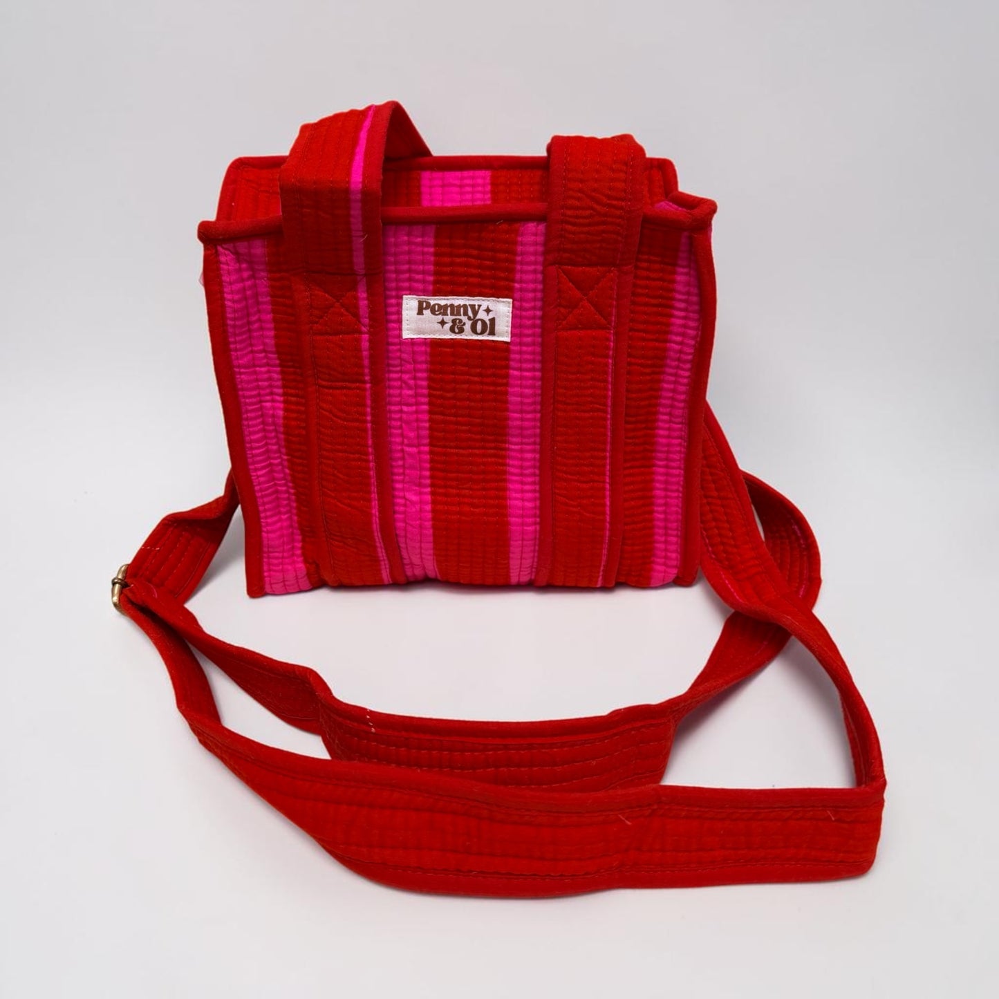 Pink & Red Stripe MINI Tote Bag - Penny & Ol