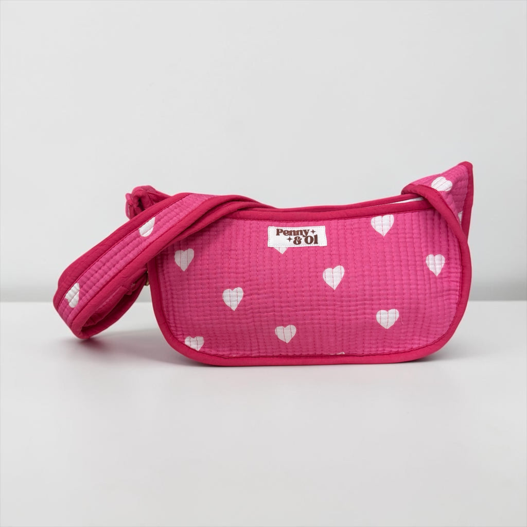 Pink Hearts Mini SHOULDER bag, cross body bag.