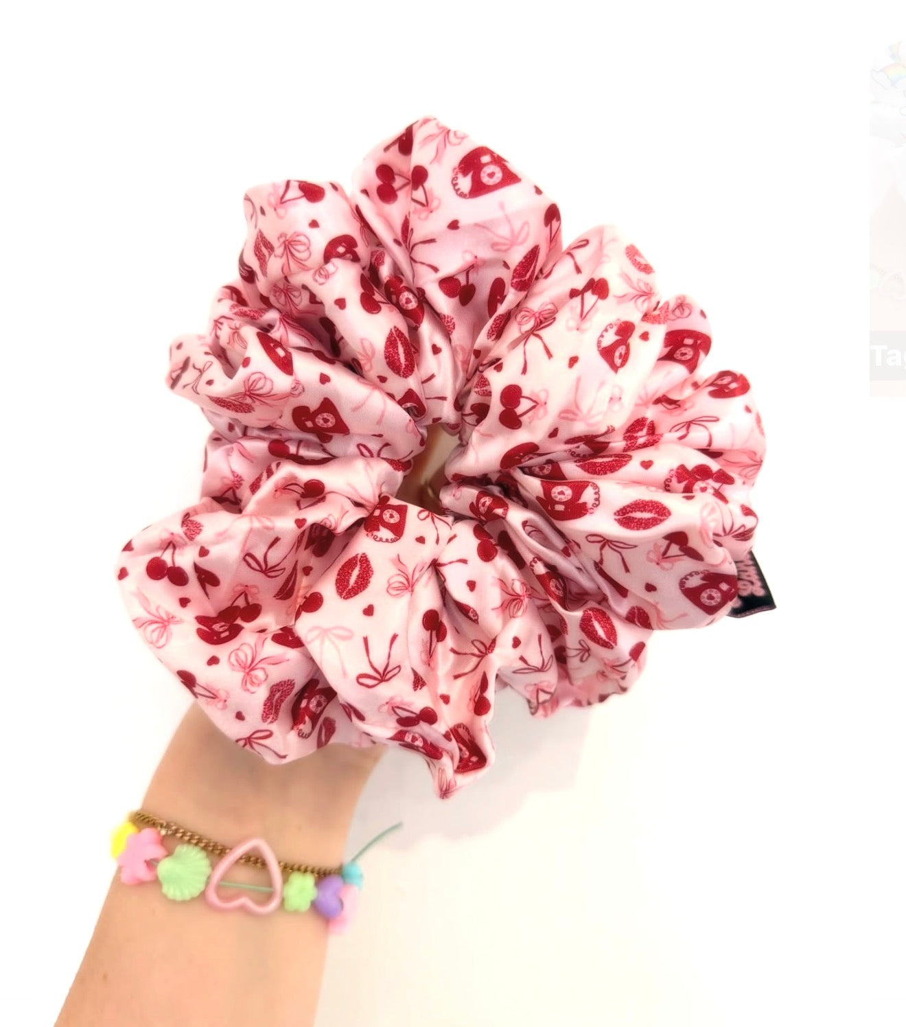 Cherry Charm XL Satin Hair Scrunchie
