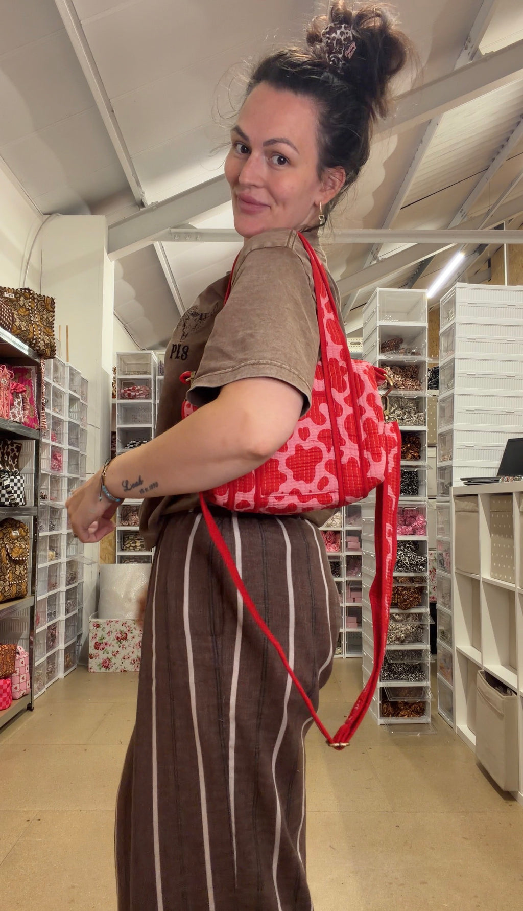 Pink & Red Cow Print Mini Duffle Tote Bags - Penny & Ol