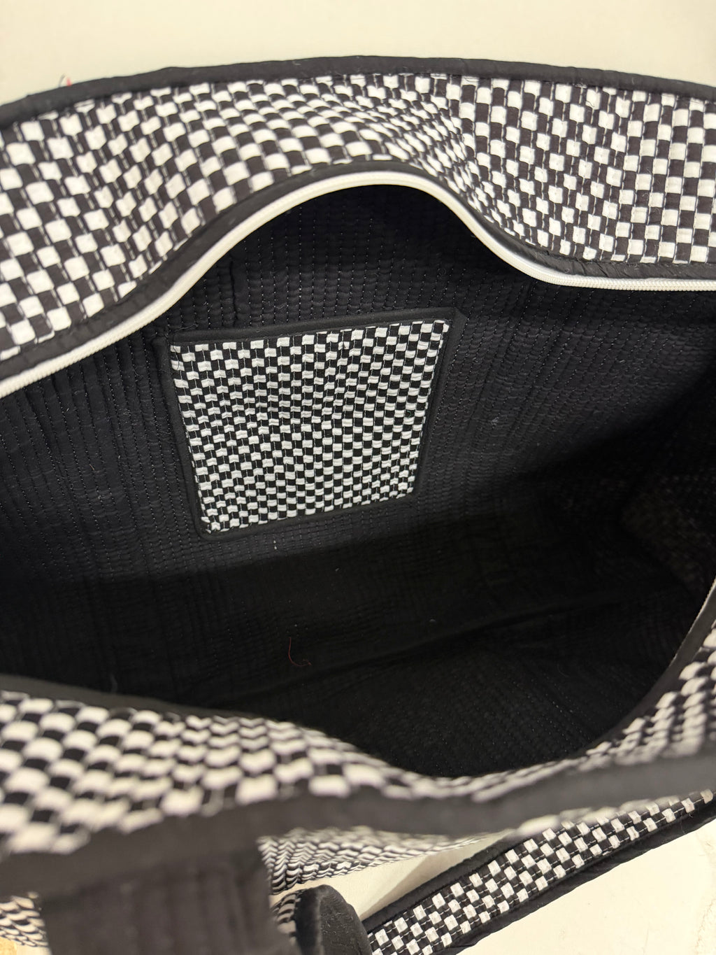 Small black and white checkerboard MEDIUM Cotton tote bag