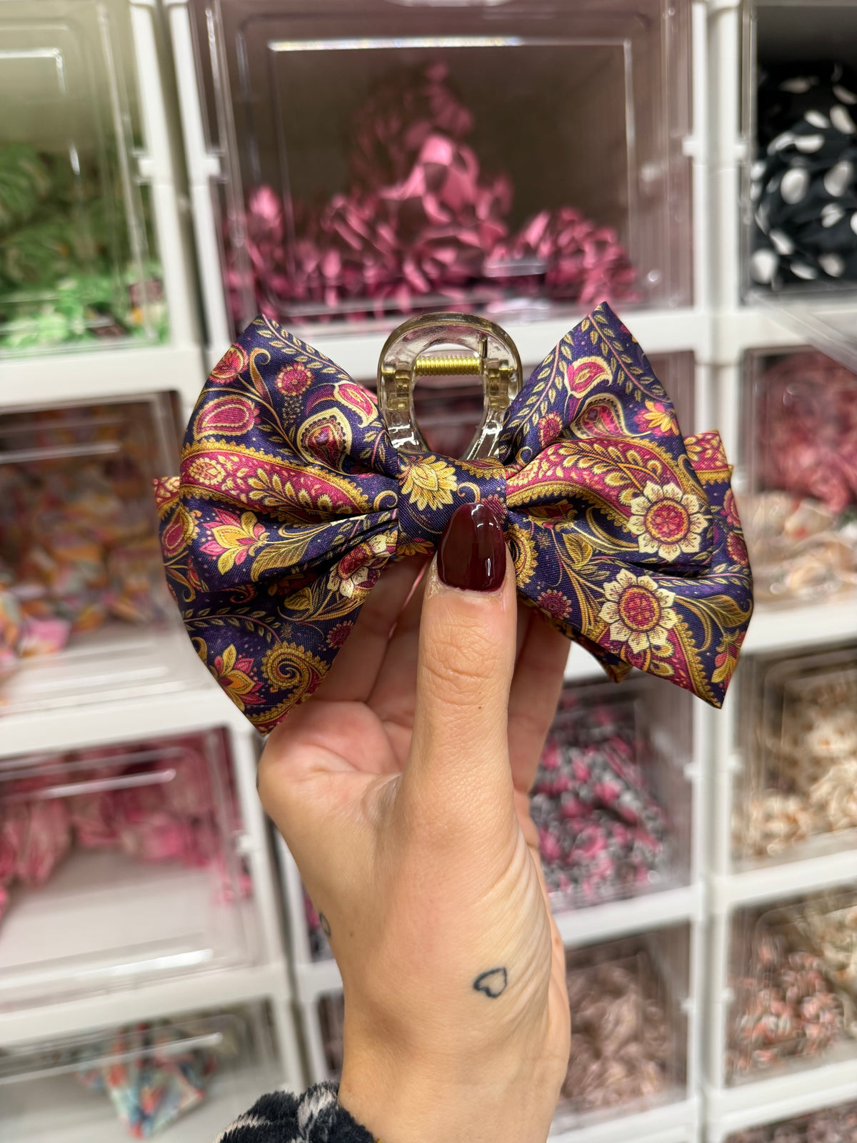 Purple Paisley Fabric Claw Clip, Custom Made PLS Fabrics
