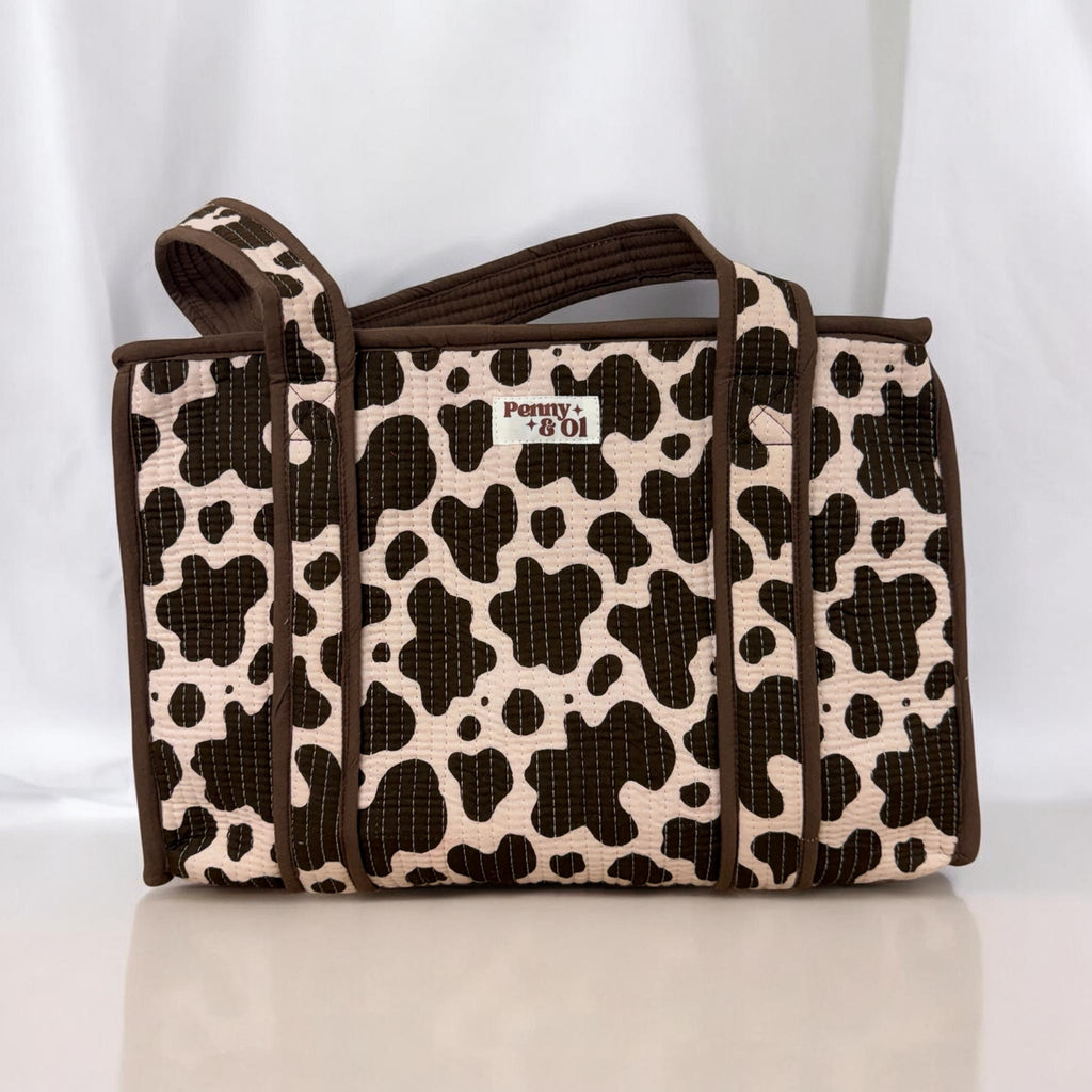 Cow print Medium Cotton, handmade tote bag