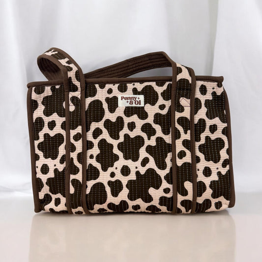 Cow print Medium Cotton, handmade tote bag