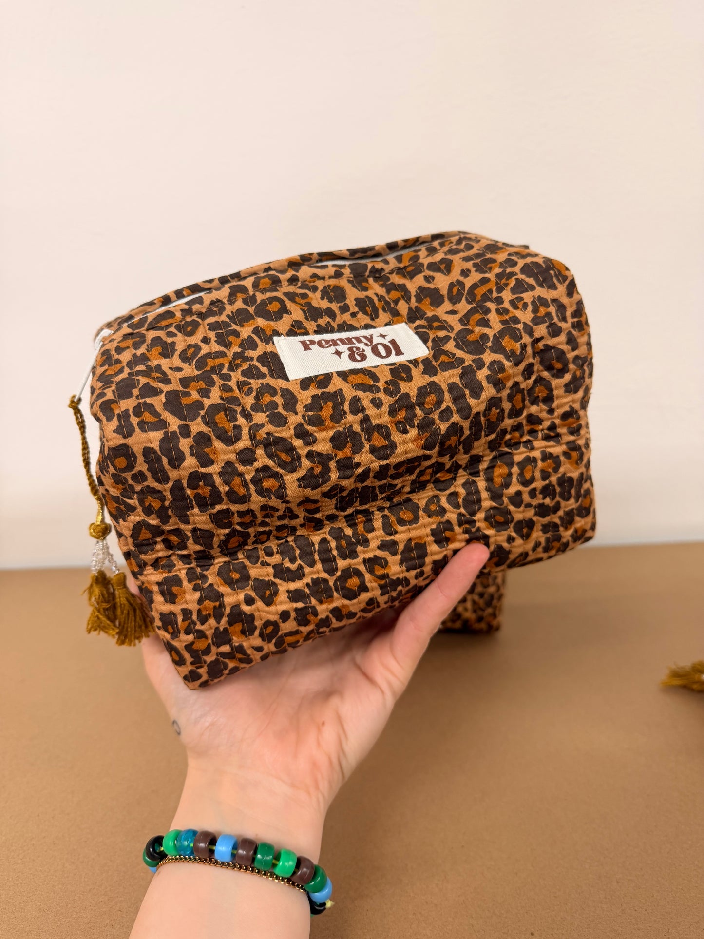 Dark Leopard Print waterproof zip pouches
