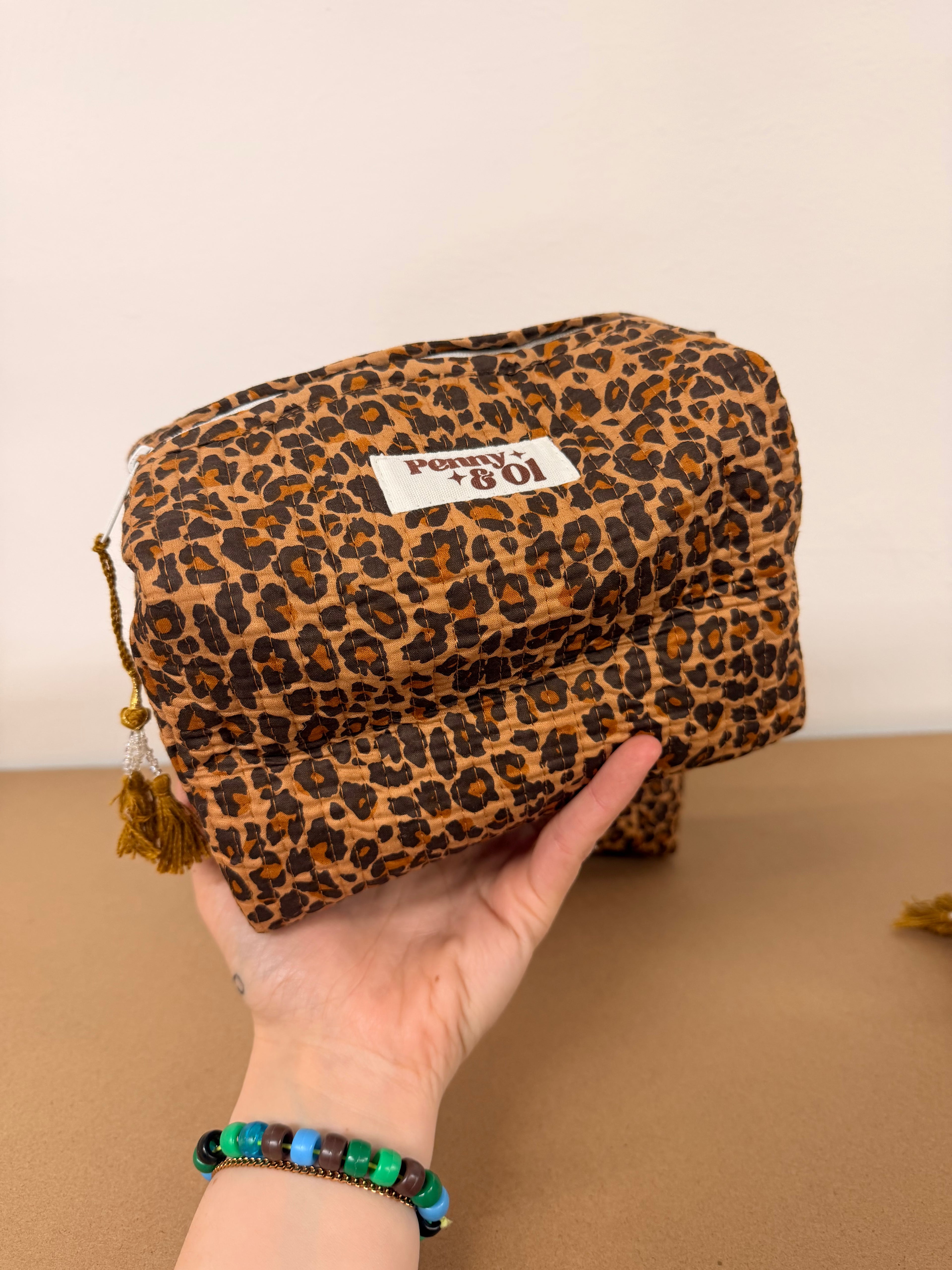 Dark Leopard Print waterproof zip pouches