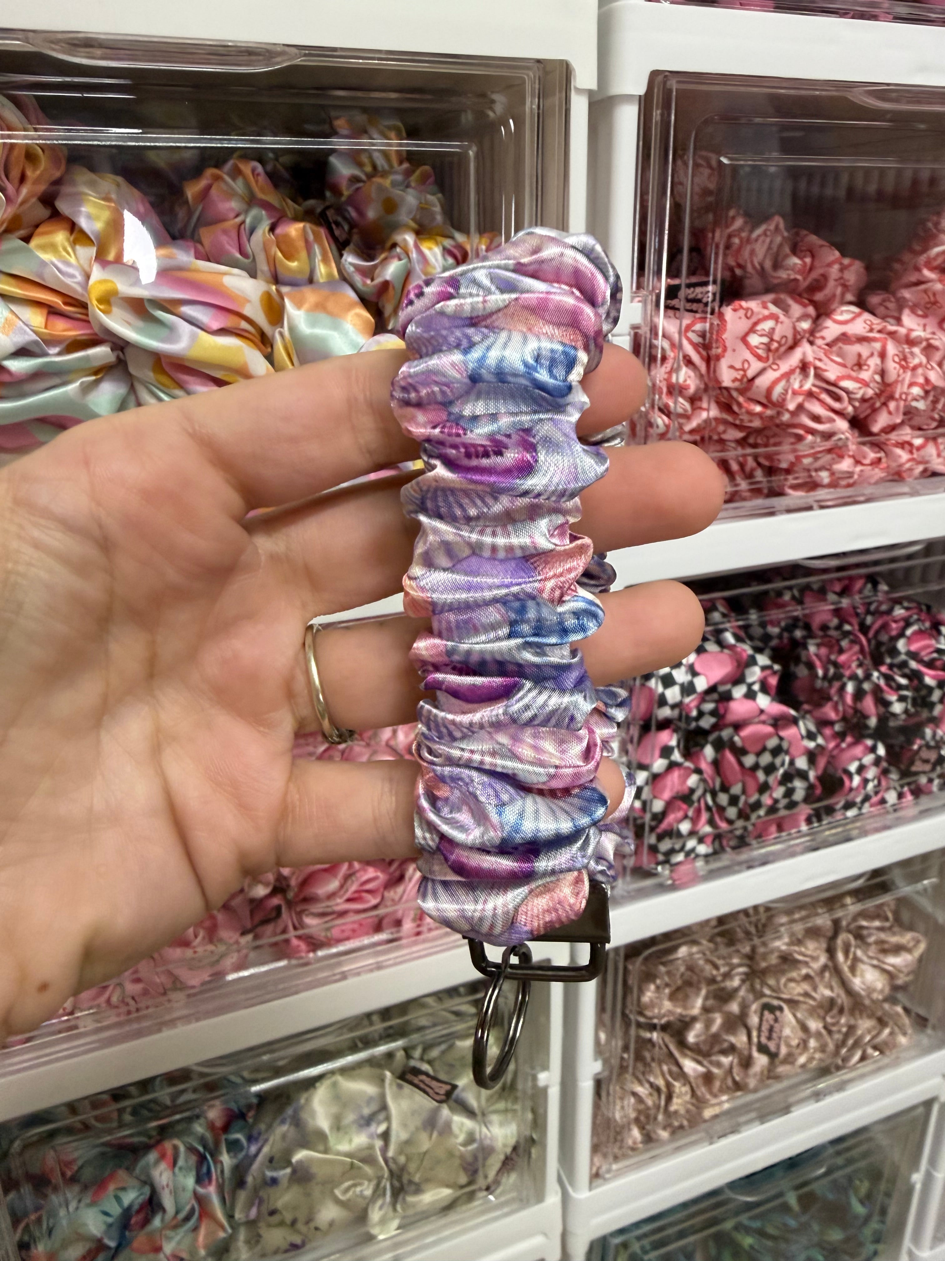Lilac Seashells Scrunchie Keyring