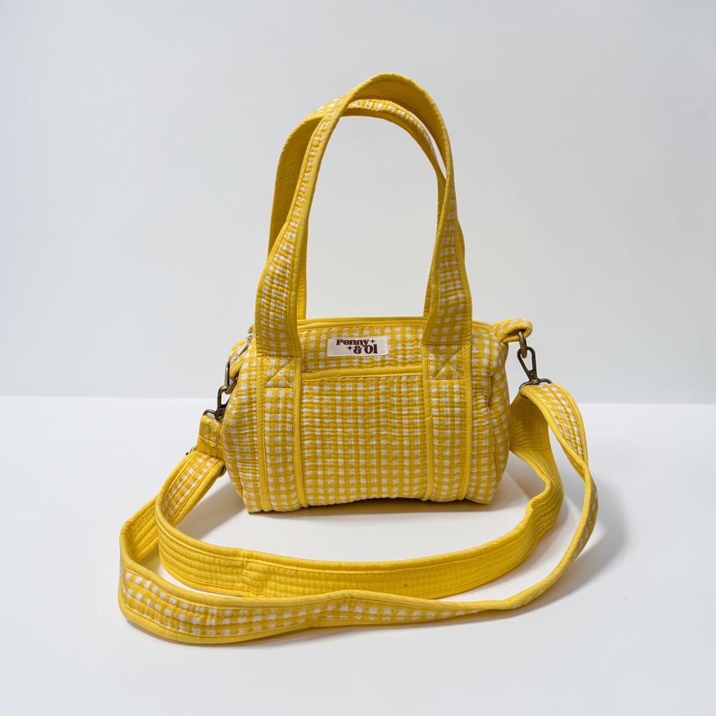 Yellow gingham Mini Duffle Tote Bags - Penny & Ol