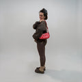 Pink & Red Cow Print Mini Shoulder Bag, Handmade Cotton Tote Bags