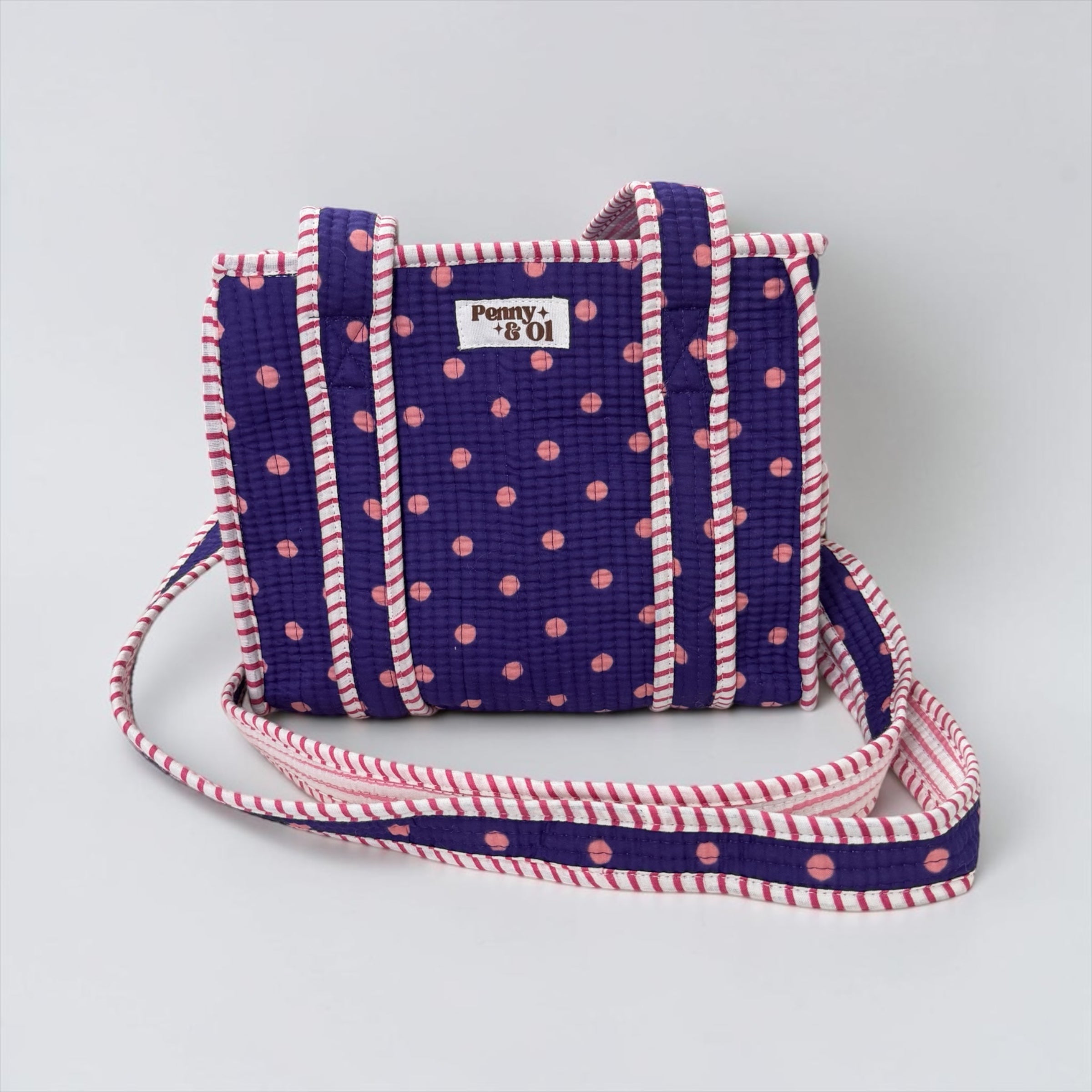Purple With Pink Polka Dot MINI Tote Bag - Penny & Ol