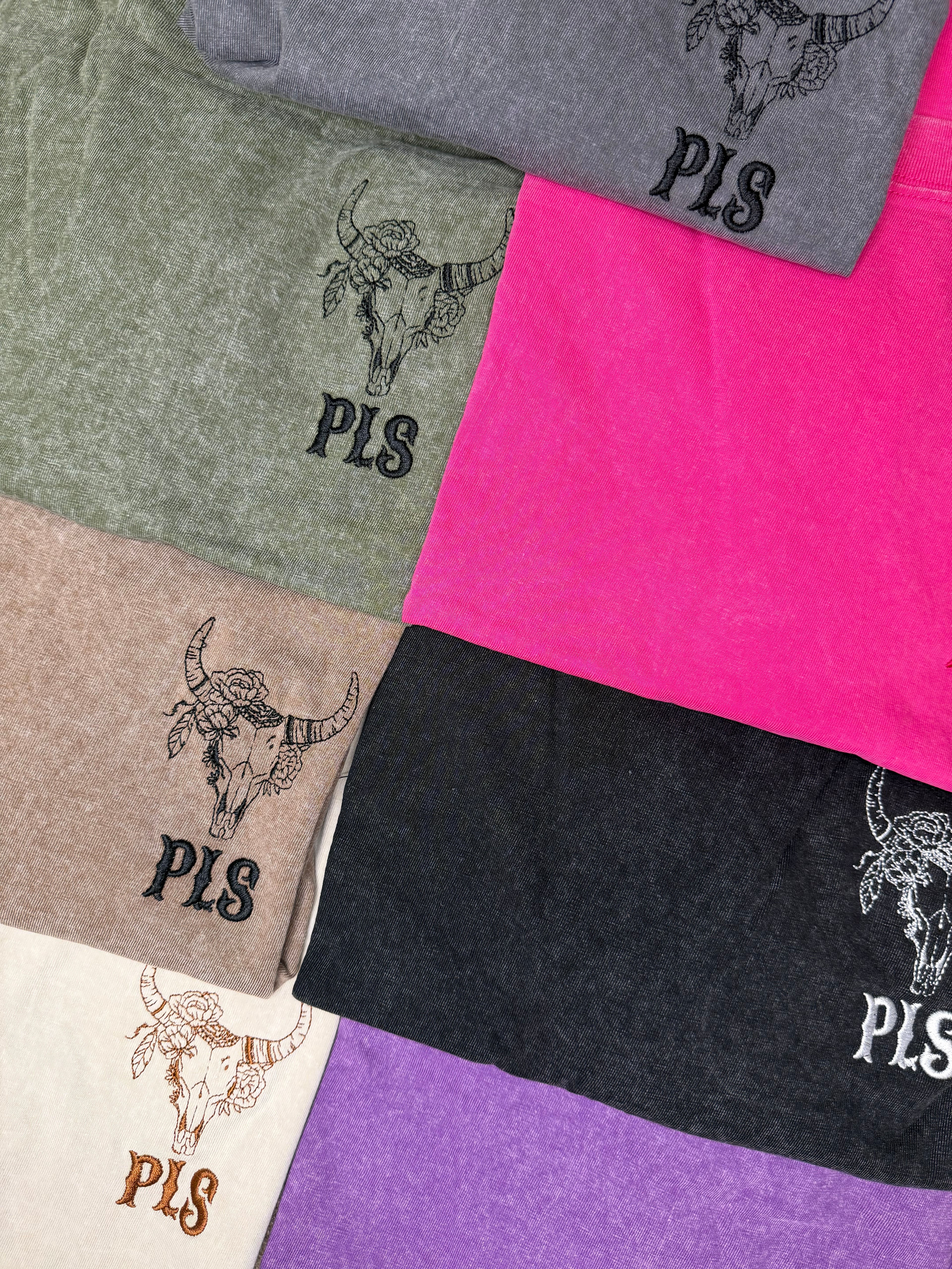 PLS Western Skull Acid Wash T-shirt. 100% cotton.