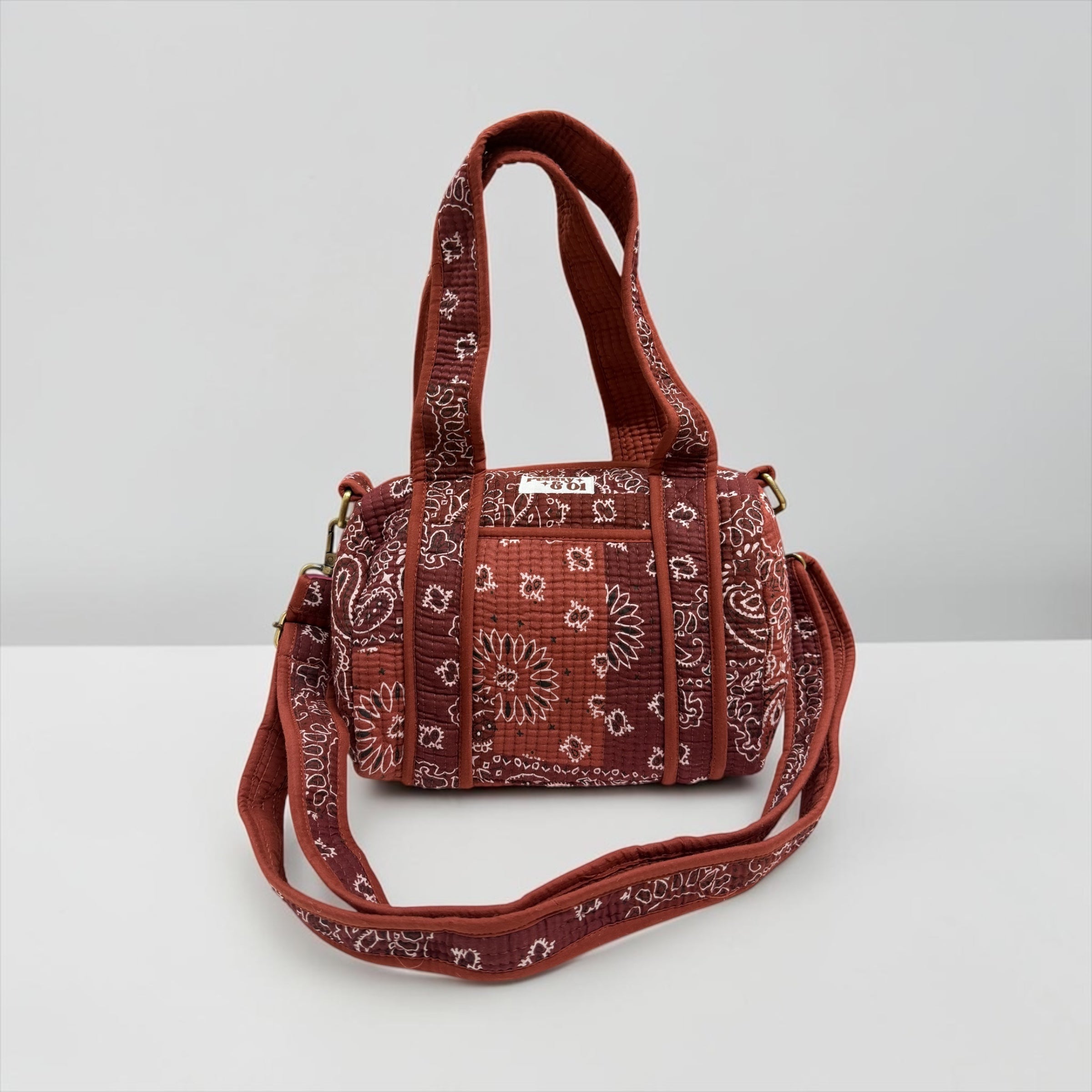 Burgundy Paisley Bandana MINI DUFFLE Tote Bags - Penny & Ol