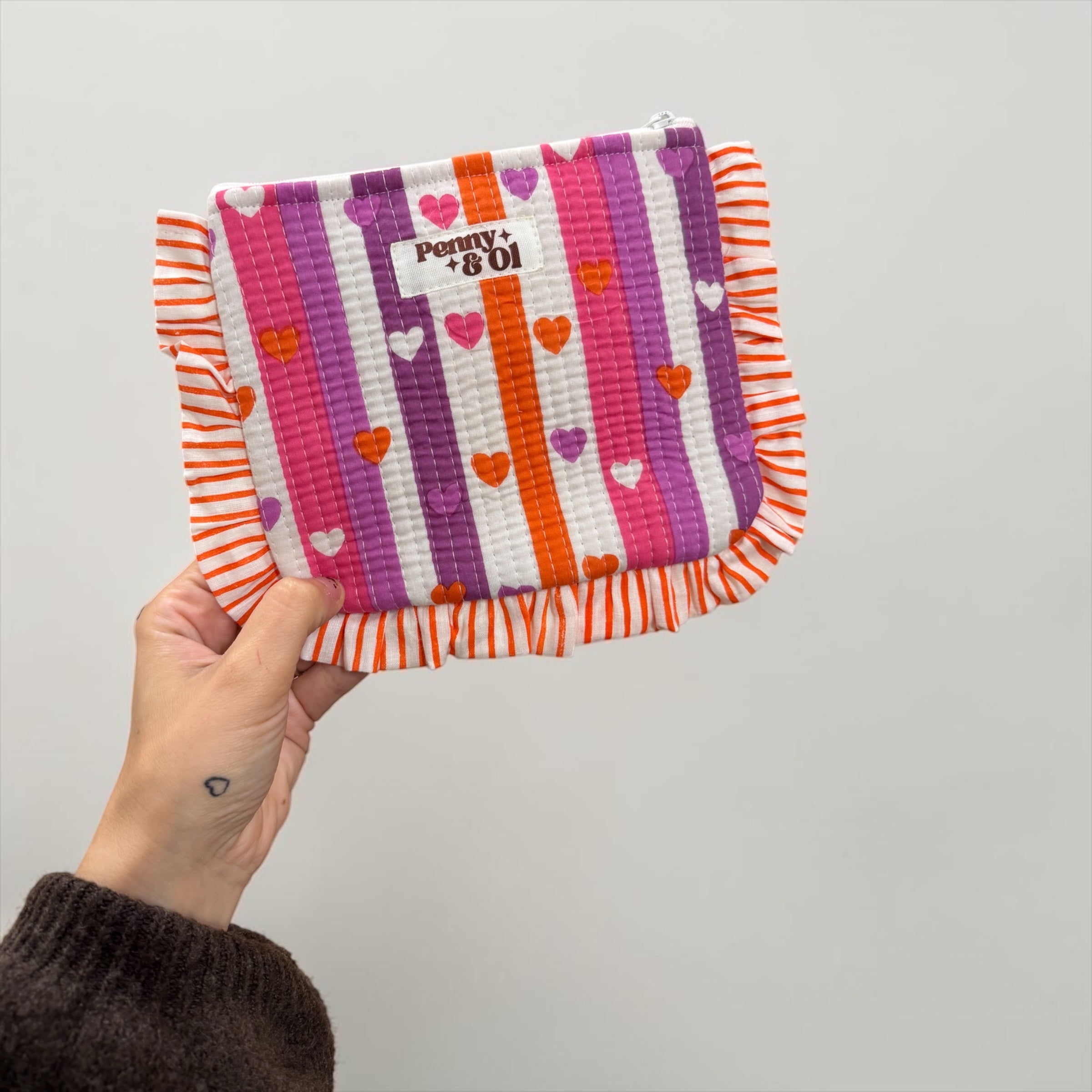 Candy Hearts Ruffle Pouch