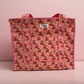 Cherry Love Travel Tote, Handmade Cotton Tote Bag