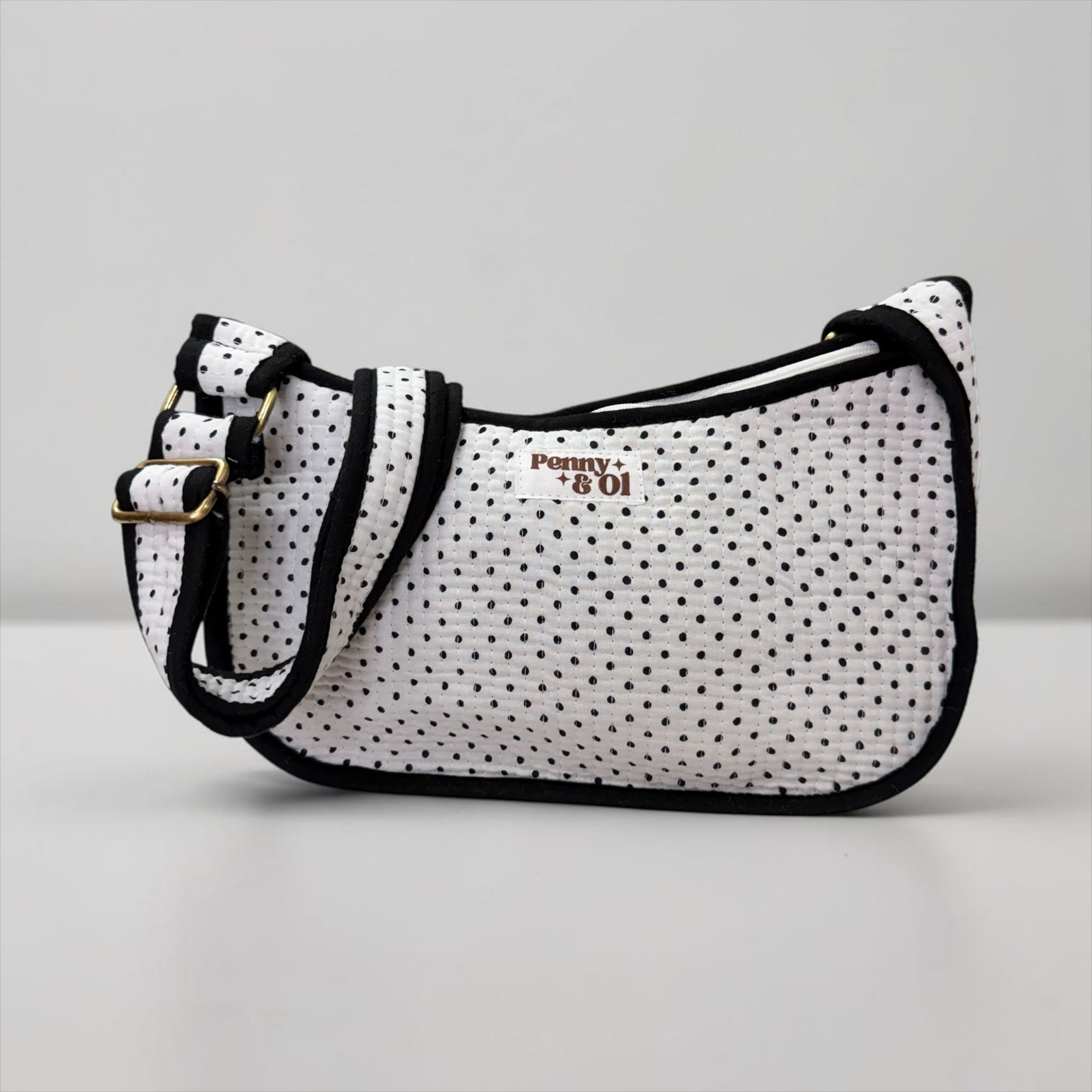 White & black polka dot Mini SHOULDER bag, cross body bag