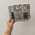 Grey And Black Patchwork Ruffle Pouch