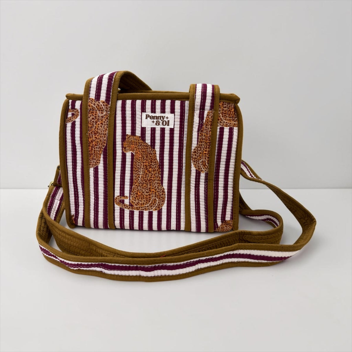 Plum Striped Leopard  MINI Tote Bag - Penny & Ol