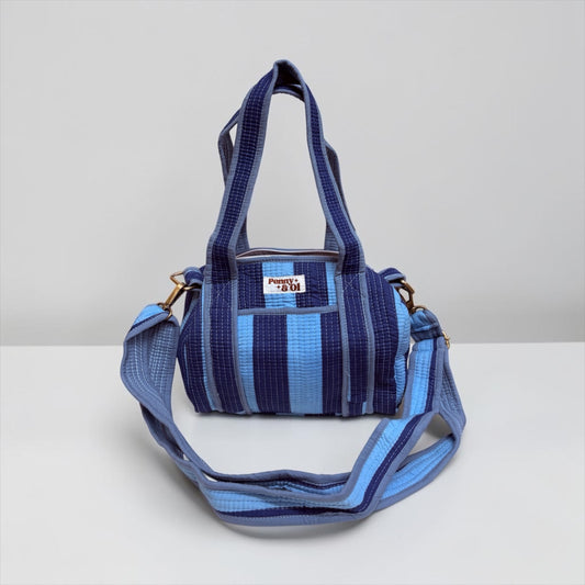 Blue Stripe MINI DUFFLE Tote Bags - Penny & Ol