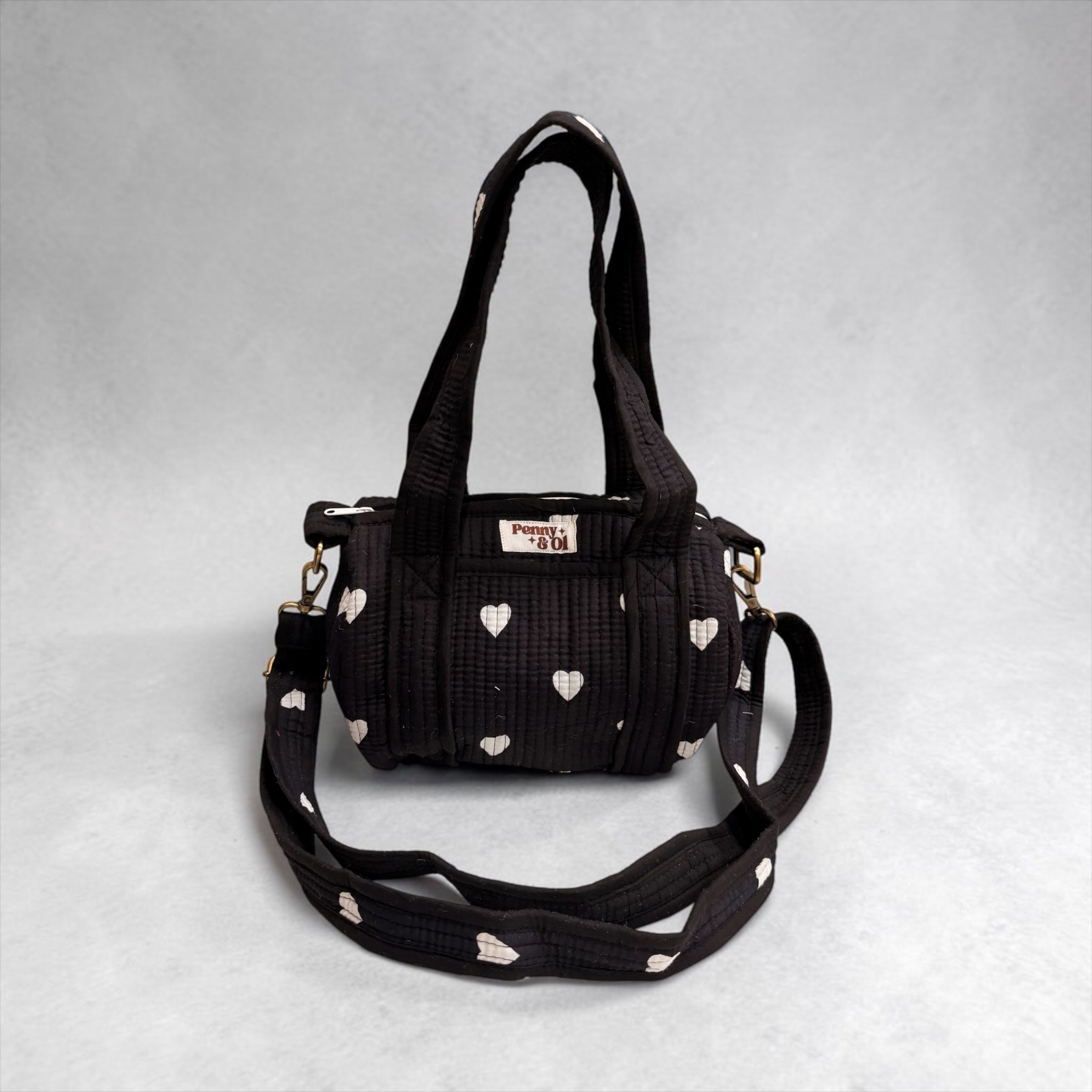 Black Hearts MINI DUFFLE Tote Bags - Penny & Ol