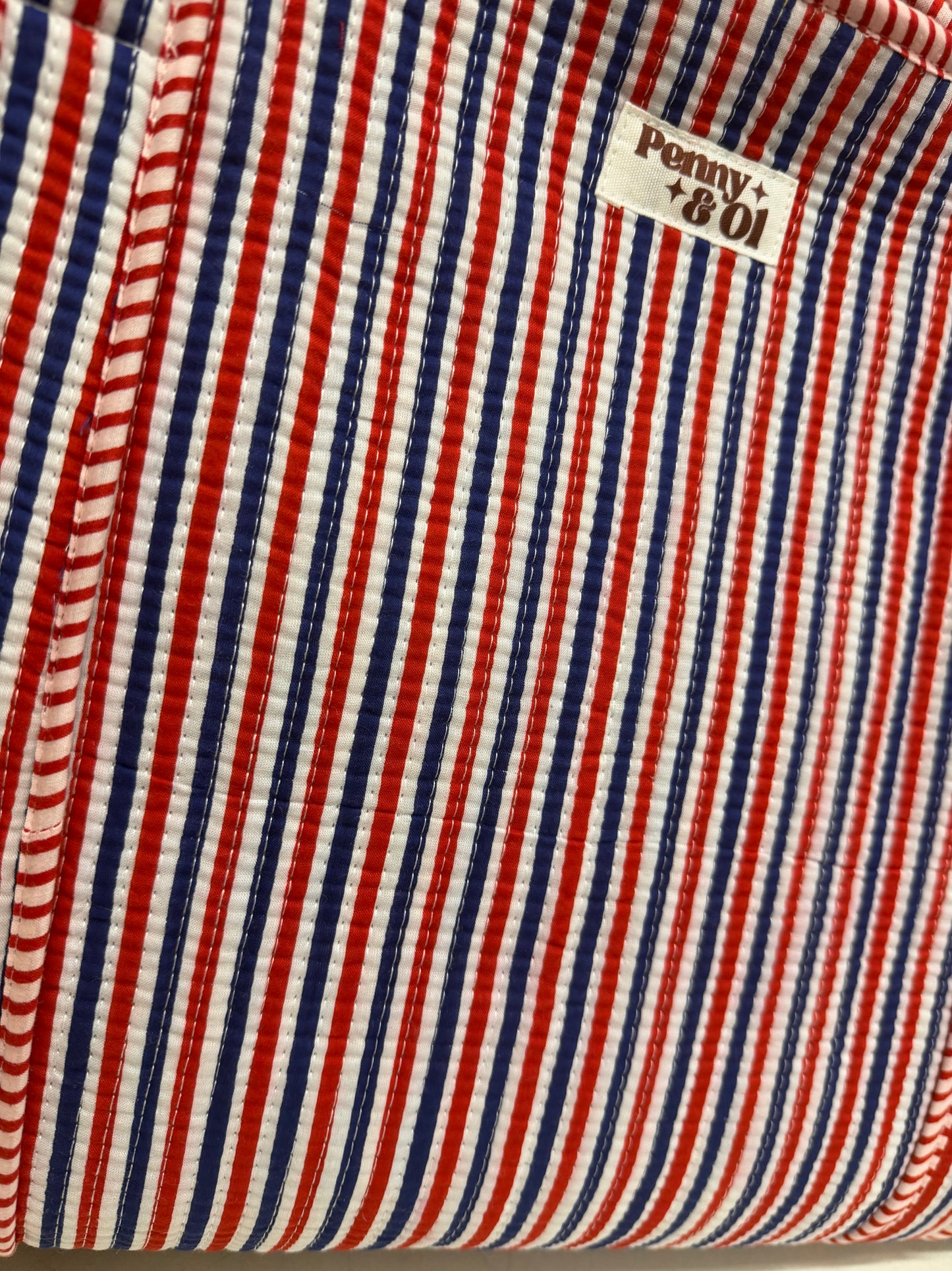 Red Blue Stripes MEDIUM Cotton tote bag