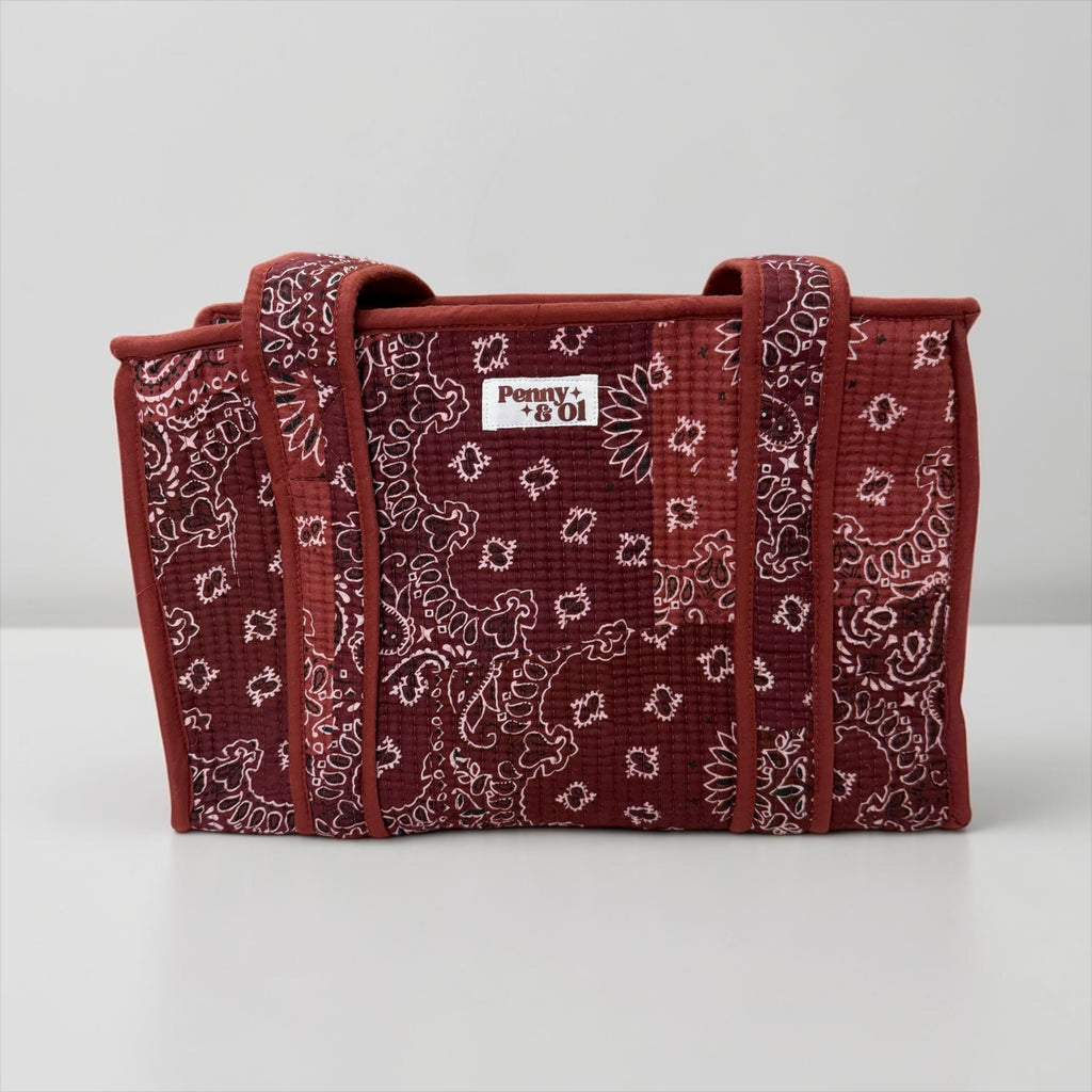Burgundy Paisley Bandana MEDIUM Cotton tote bag