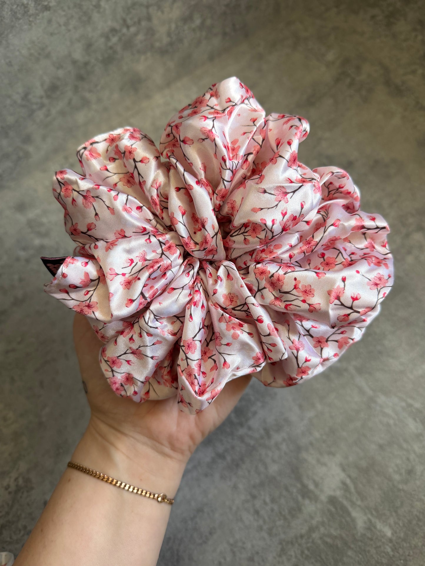 Cherry Blossom XL Satin Hair Scrunchie
