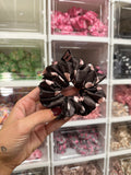 Brown and Pink Polkadot MIDI Satin Hair Scrunchie