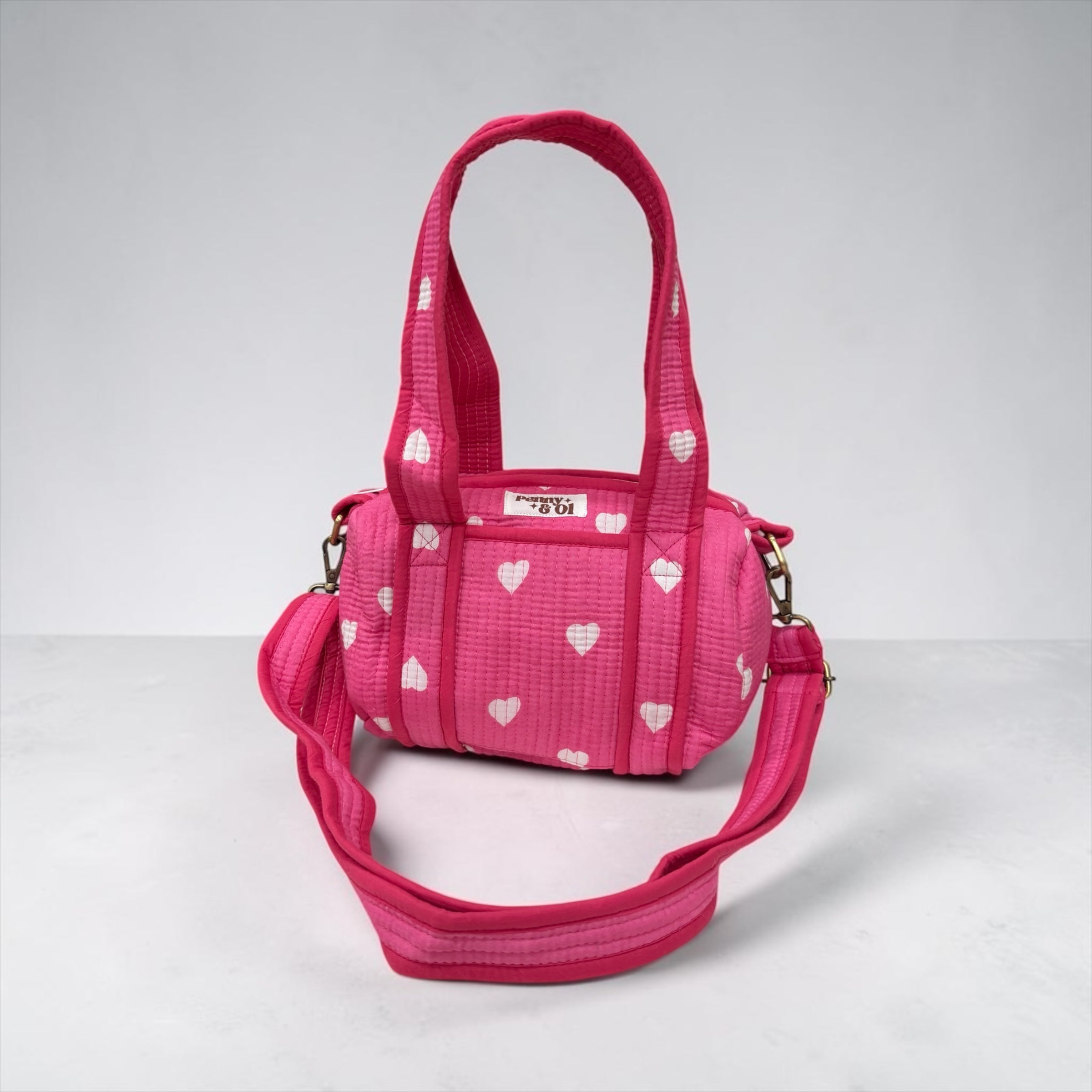 Pink Hearts MINI DUFFLE Tote Bags - Penny & Ol