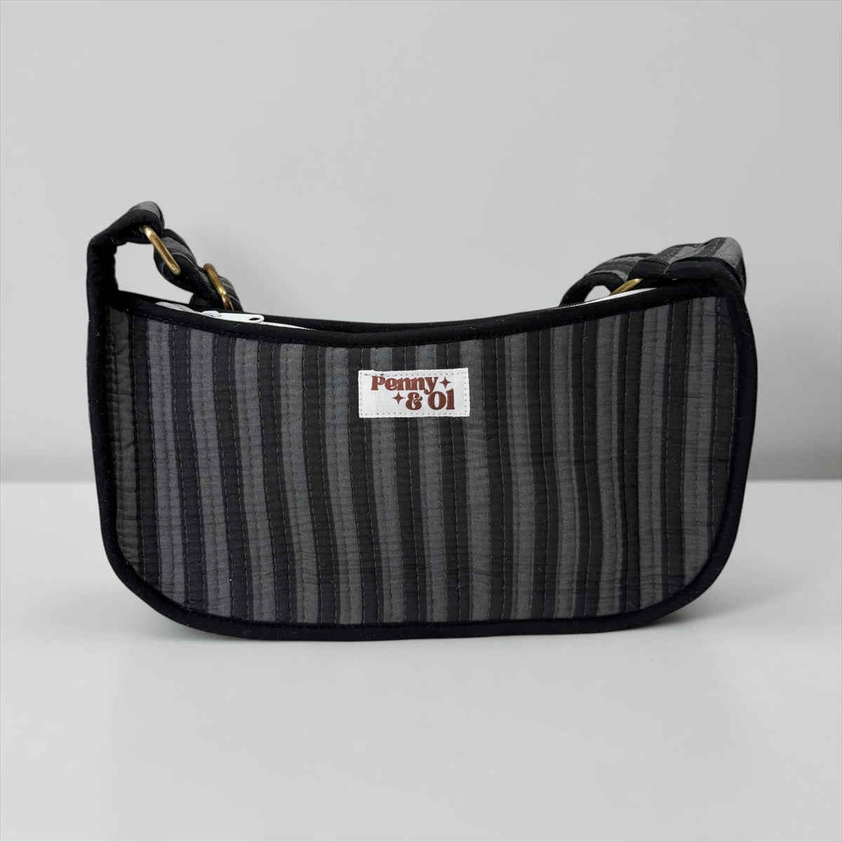 Black & Grey Stripe Mini SHOULDER bag, cross body bag