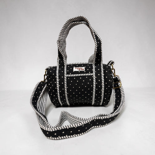 Black polka dot Mini Duffle Tote Bags - Penny & Ol