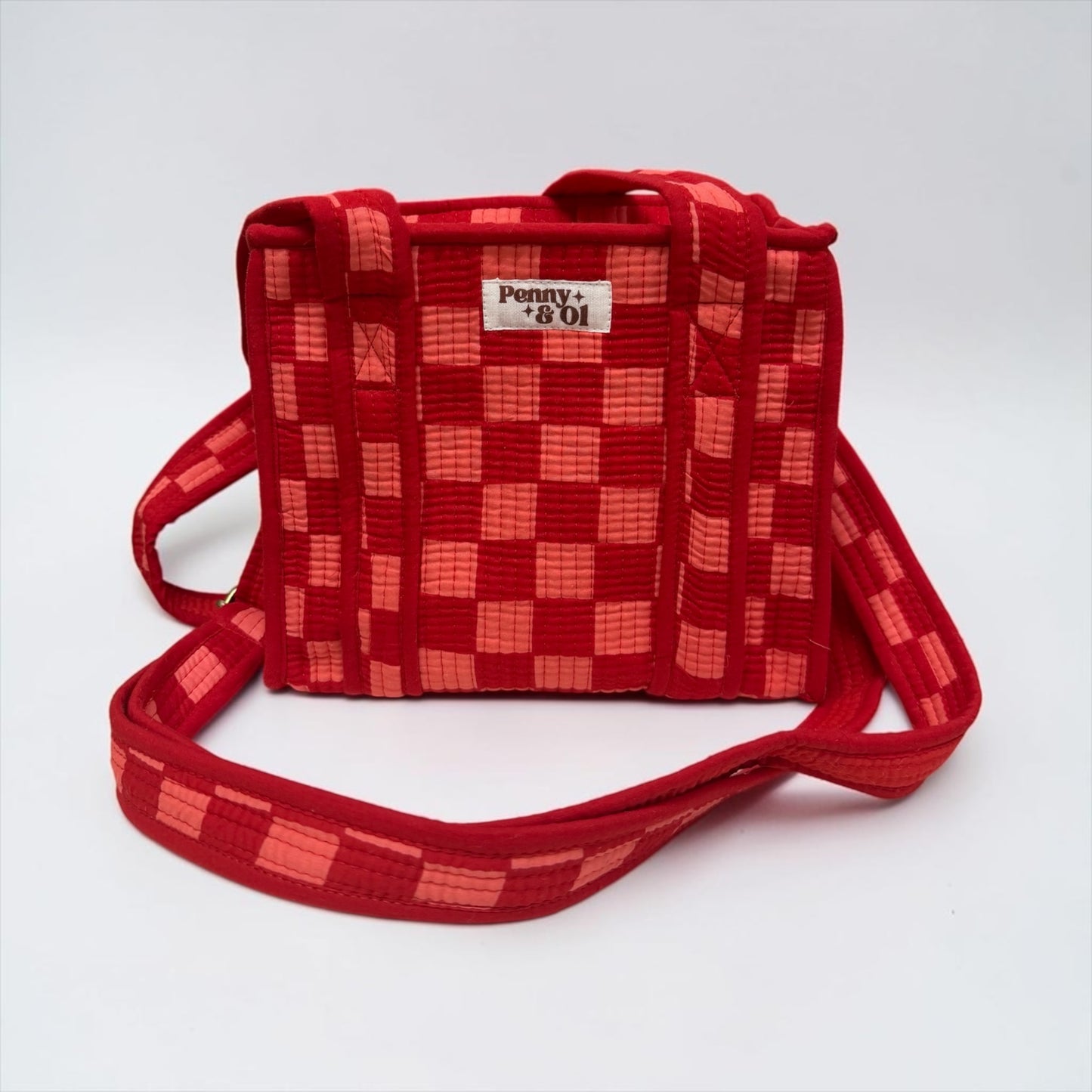 Pink & Red Checkerboard MINI Tote Bag - Penny & Ol