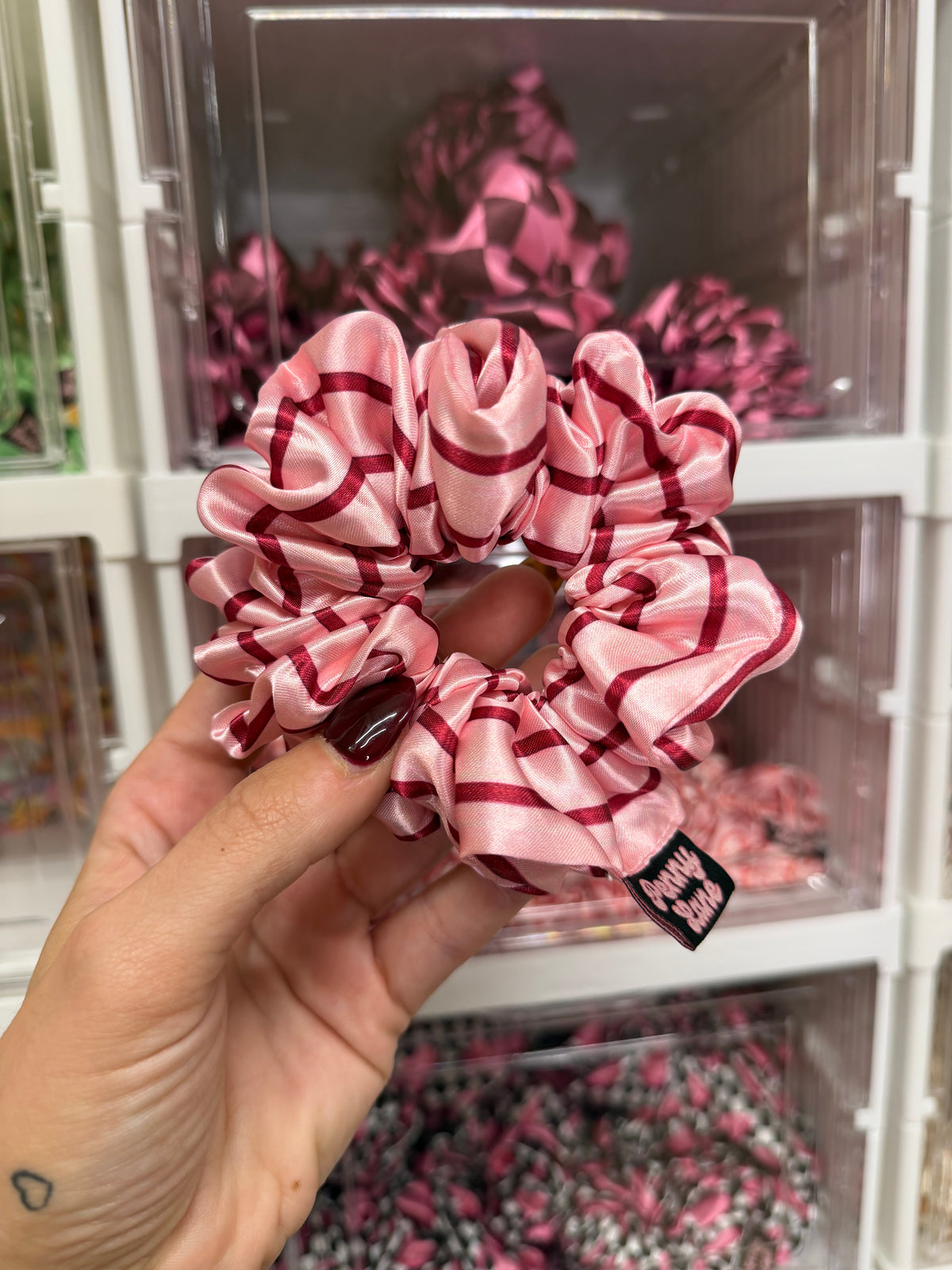 Pink Stripes MIDI Satin Hair Scrunchie