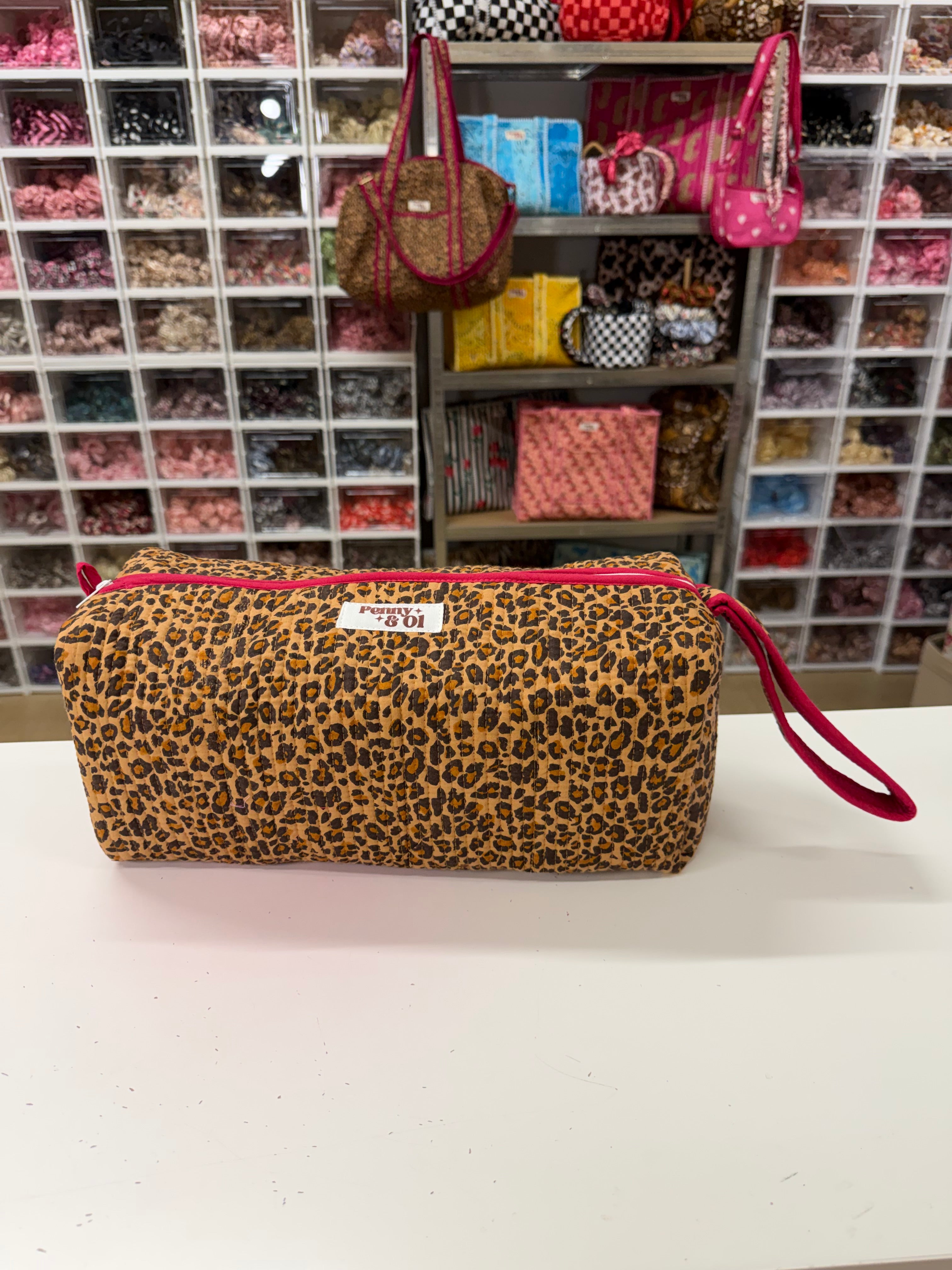 Hair tool bag, Cotton hair tool zip pouch with compartments