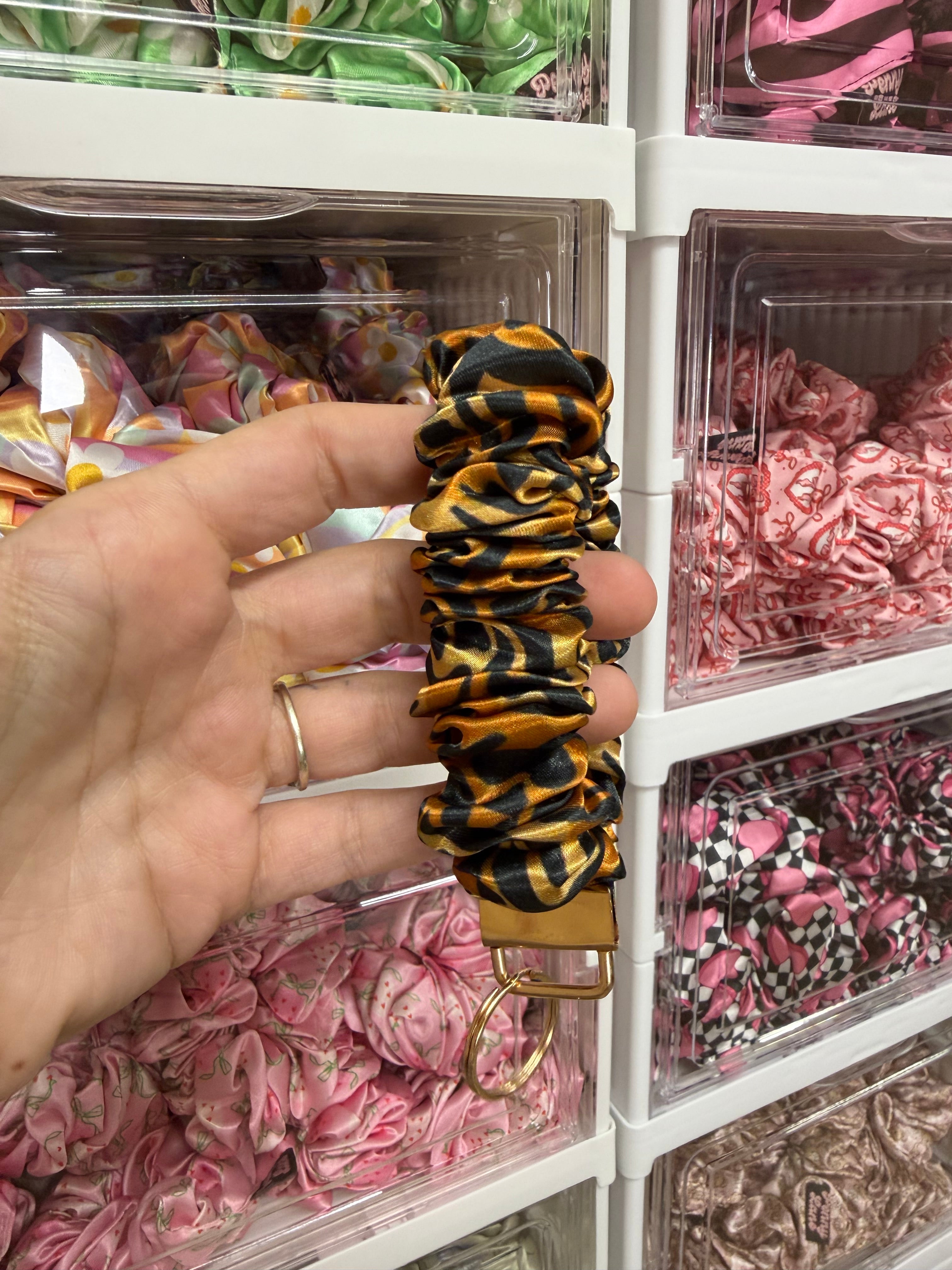 Golden Tiger Scrunchie Keyring