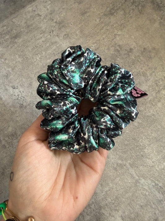 Green sparkle cow print MIDI Satin Hair Scrunchie
