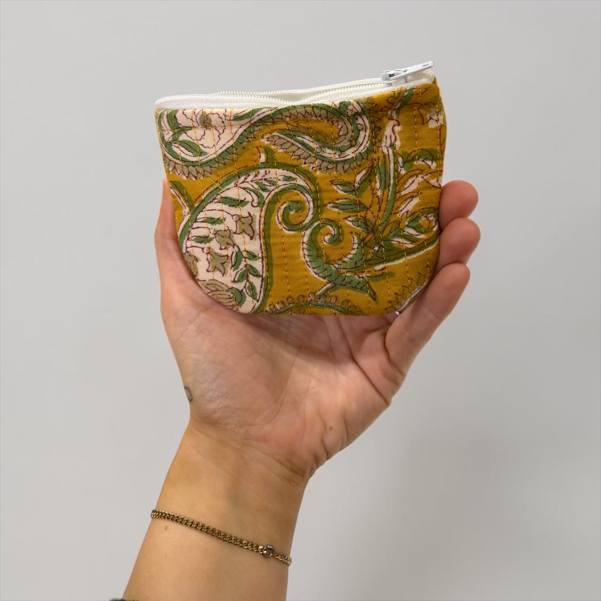 Mustard Paisley Mini Zip Purse - Penny & Ol
