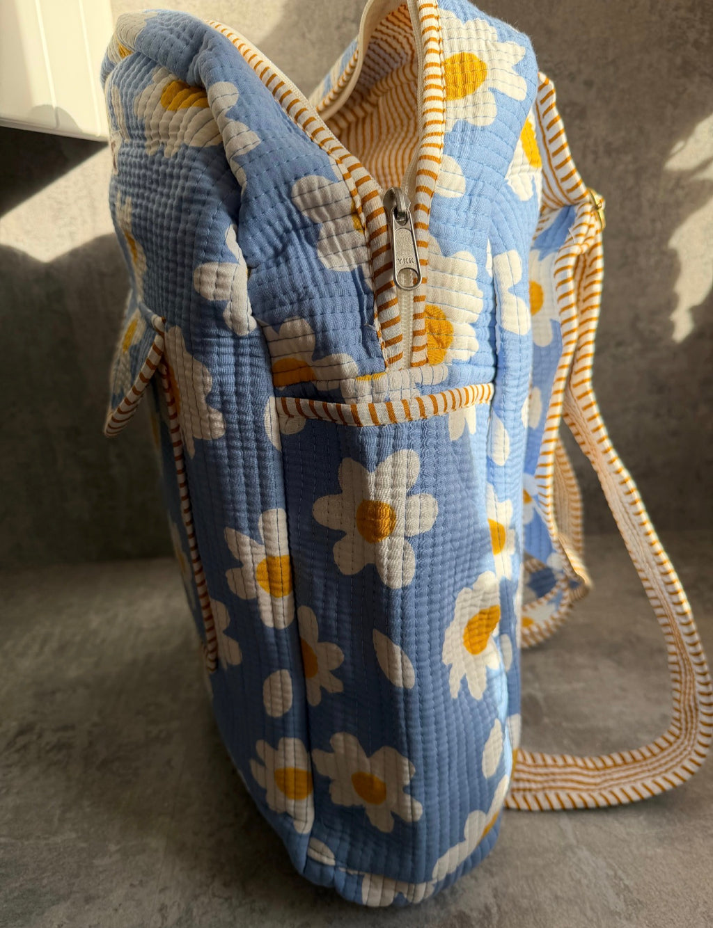 Daisy Backpack, handmade cotton tote bags.
