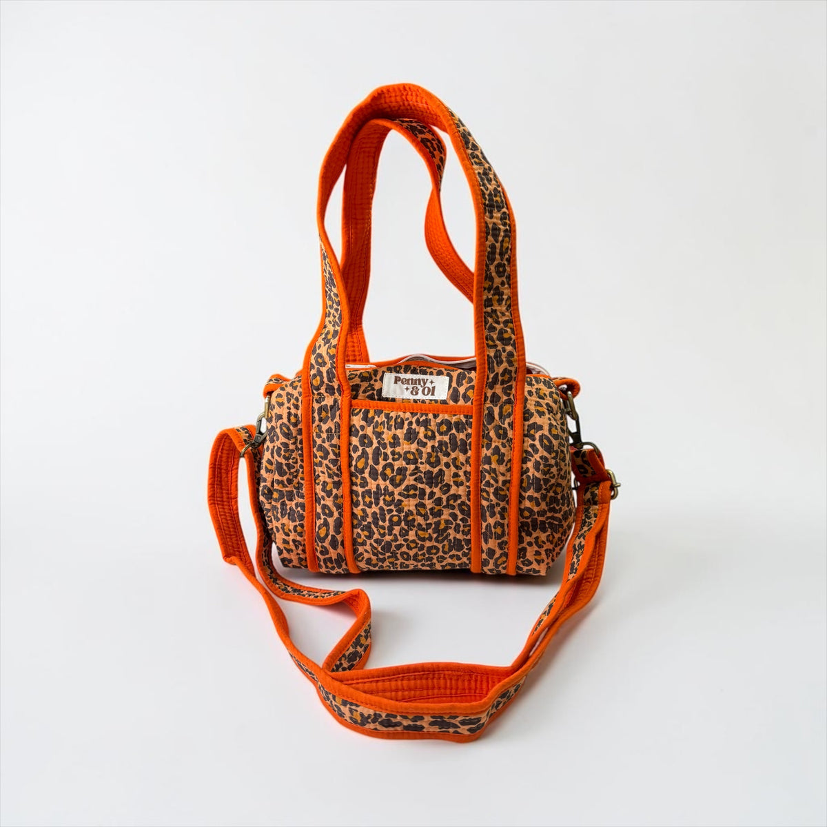 Orange Leopard Mini Duffle Tote Bags - Penny & Ol