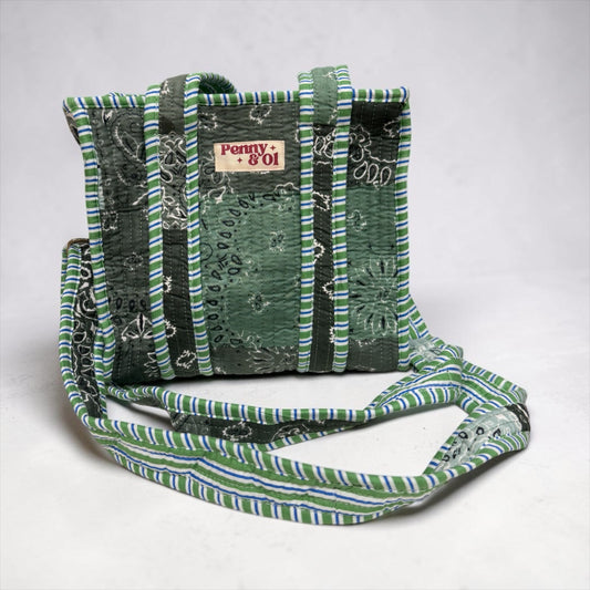 Sage Paisley Bandana MINI Tote Bag - Penny & Ol