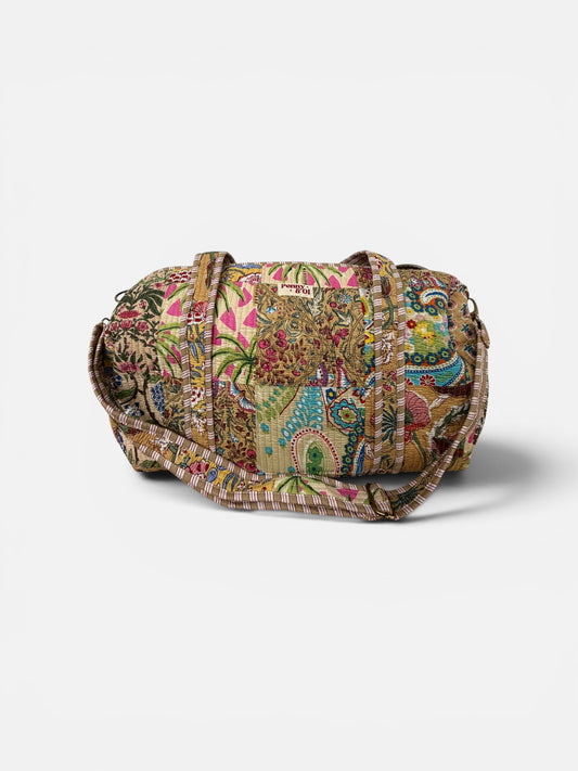 Beige Patchwork Large Duffle Tote Bags - Penny & Ol