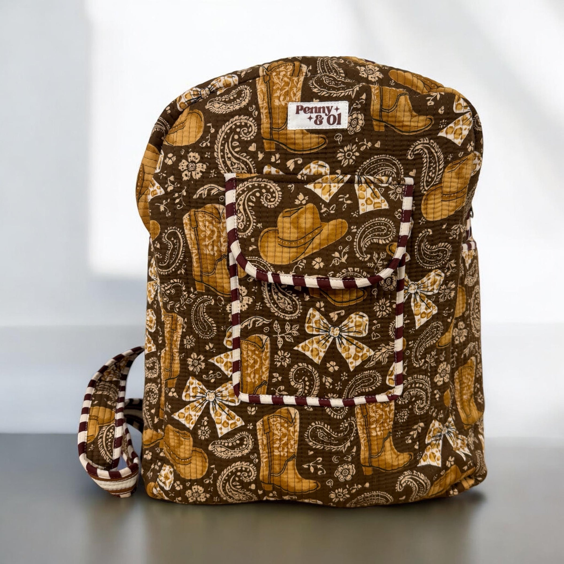 Cowgirl Backpack, handmade cotton tote bags
